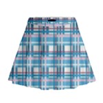 Blue plaid pattern Mini Flare Skirt