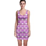 Purple plaid pattern Sleeveless Bodycon Dress
