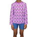 Purple plaid pattern Kids  Long Sleeve Swimwear