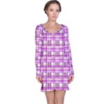 Purple plaid pattern Long Sleeve Nightdress