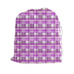 Purple plaid pattern Drawstring Pouches (XXL)