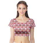 Red plaid pattern Short Sleeve Crop Top (Tight Fit)