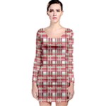 Red plaid pattern Long Sleeve Bodycon Dress