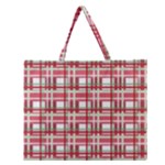 Red plaid pattern Zipper Large Tote Bag