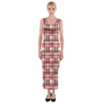 Red plaid pattern Fitted Maxi Dress