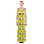 Yellow plaid pattern Maxi Thigh Split Dress