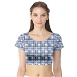 Decorative plaid pattern Short Sleeve Crop Top (Tight Fit)