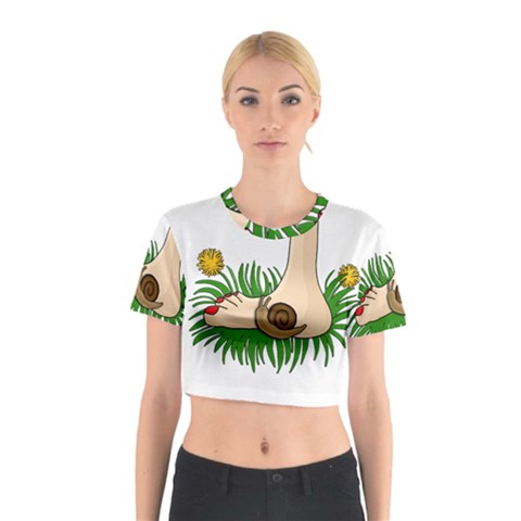Barefoot in the grass Cotton Crop Top from ZippyPress