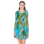 Crystal Gold Peacock, Abstract Mystical Lake Flare Dress