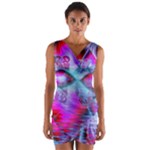Crystal Northern Lights Palace, Abstract Ice  Wrap Front Bodycon Dress