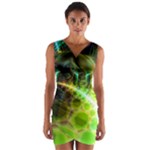 Dawn Of Time, Abstract Lime & Gold Emerge Wrap Front Bodycon Dress