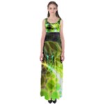 Dawn Of Time, Abstract Lime & Gold Emerge Empire Waist Maxi Dress
