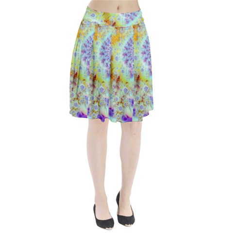 Golden Violet Sea Shells, Abstract Ocean Pleated Skirt from ZippyPress
