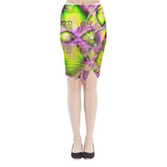 Raspberry Lime Mystical Magical Lake, Abstract  Midi Wrap Pencil Skirt from ZippyPress