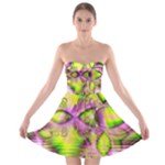 Raspberry Lime Mystical Magical Lake, Abstract  Strapless Bra Top Dress
