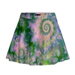 Rose Apple Green Dreams, Abstract Water Garden Mini Flare Skirt