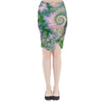 Rose Apple Green Dreams, Abstract Water Garden Midi Wrap Pencil Skirt