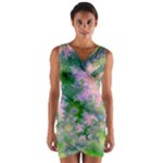 Rose Apple Green Dreams, Abstract Water Garden Wrap Front Bodycon Dress