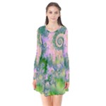 Rose Apple Green Dreams, Abstract Water Garden Flare Dress