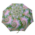 Rose Forest Green, Abstract Swirl Dance Folding Umbrellas