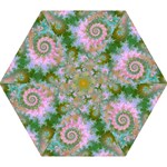 Rose Forest Green, Abstract Swirl Dance Mini Folding Umbrellas