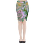 Rose Forest Green, Abstract Swirl Dance Midi Wrap Pencil Skirt