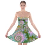 Rose Forest Green, Abstract Swirl Dance Strapless Bra Top Dress