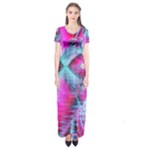 Ruby Red Crystal Palace, Abstract Jewels Short Sleeve Maxi Dress