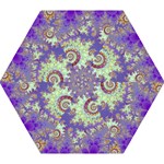 Sea Shell Spiral, Abstract Violet Cyan Stars Mini Folding Umbrellas