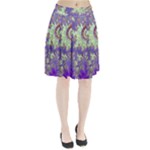 Sea Shell Spiral, Abstract Violet Cyan Stars Pleated Skirt