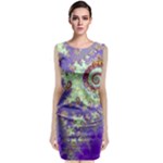 Sea Shell Spiral, Abstract Violet Cyan Stars Classic Sleeveless Midi Dress