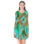 Spring Leaves, Abstract Crystal Flower Garden Flare Dress