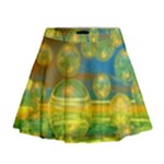 Golden Days, Abstract Yellow Azure Tranquility Mini Flare Skirt