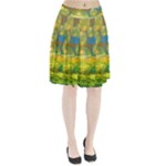 Golden Days, Abstract Yellow Azure Tranquility Pleated Skirt