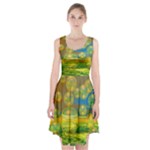 Golden Days, Abstract Yellow Azure Tranquility Racerback Midi Dress