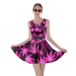 Dark Pink Cannabis Marijuana Skater Dress