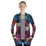 Colorful horizontal paint strokes                   Women s Open Front Pockets Cardigan