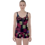 Colorful horizontal paint strokes                   Tie Front Two Piece Tankini