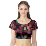 Colorful horizontal paint strokes                         Short Sleeve Crop Top