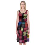 Colorful horizontal paint strokes                   Midi Sleeveless Dress