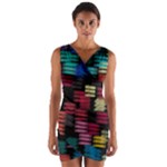 Colorful horizontal paint strokes                            Wrap Front Bodycon Dress