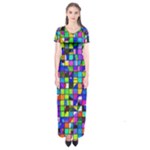 Colorful squares pattern                        Short Sleeve Maxi Dress