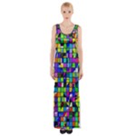 Colorful squares pattern                             Maxi Thigh Split Dress