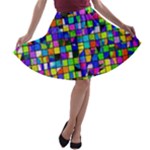 Colorful squares pattern                             A-line Skirt
