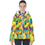 Colorful watercolors texture                                   Women s Hooded Puffer Jacket