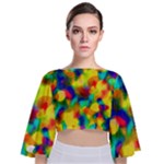 Colorful watercolors texture                             Tie Back Butterfly Sleeve Chiffon Top