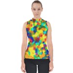 Colorful watercolors texture                                    Mock Neck Shell Top