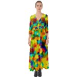 Colorful watercolors texture                                       Button Up Boho Maxi Dress