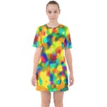 Colorful watercolors texture                                       Sixties Short Sleeve Mini Dress