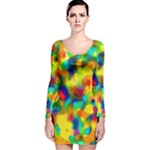 Colorful watercolors texture                                    Long Sleeve Velvet Bodycon Dress